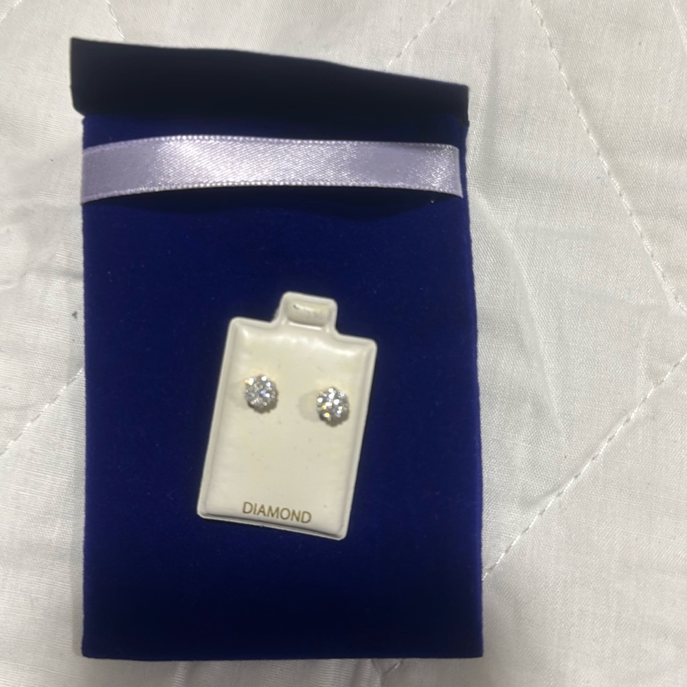 10k yellow gold diamond earrings for sale. Brand new. Never worn.
